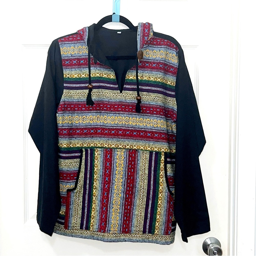 Hippie Bohemian Ethnic Cotton Long sleeve Hoodie Unisex Festival Clothing unisex